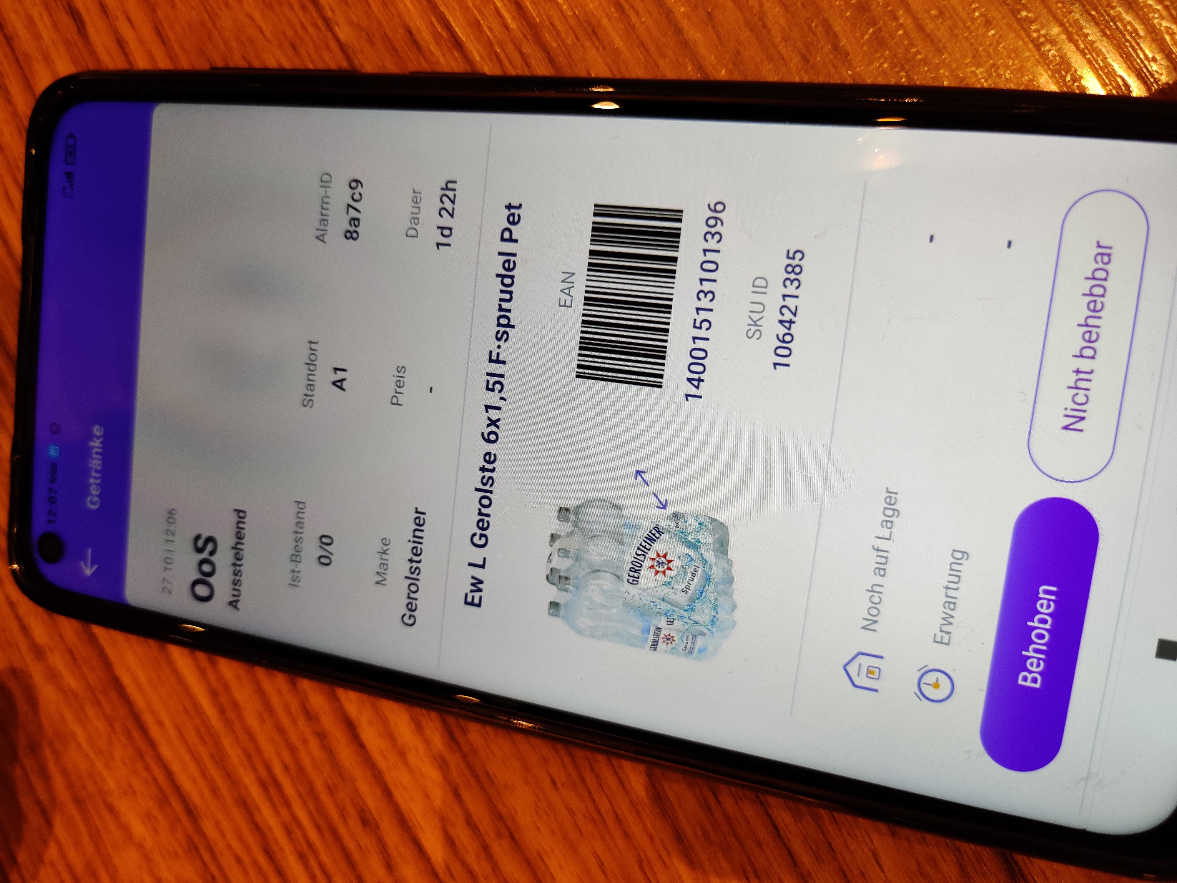 App-Ansicht Out-of-Stock